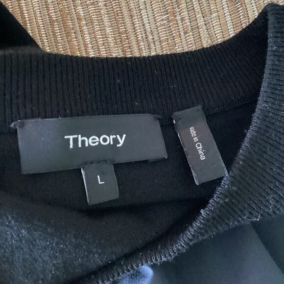 Theory Blue Black Gallard Long Sleeve Pullover Basic Sweater Size L - Picture 4 of 5